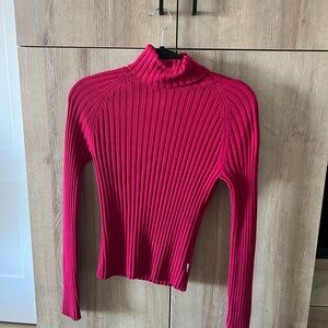 GUESS Women's Ribbed Turtleneck Sweater - Vibrant Pink